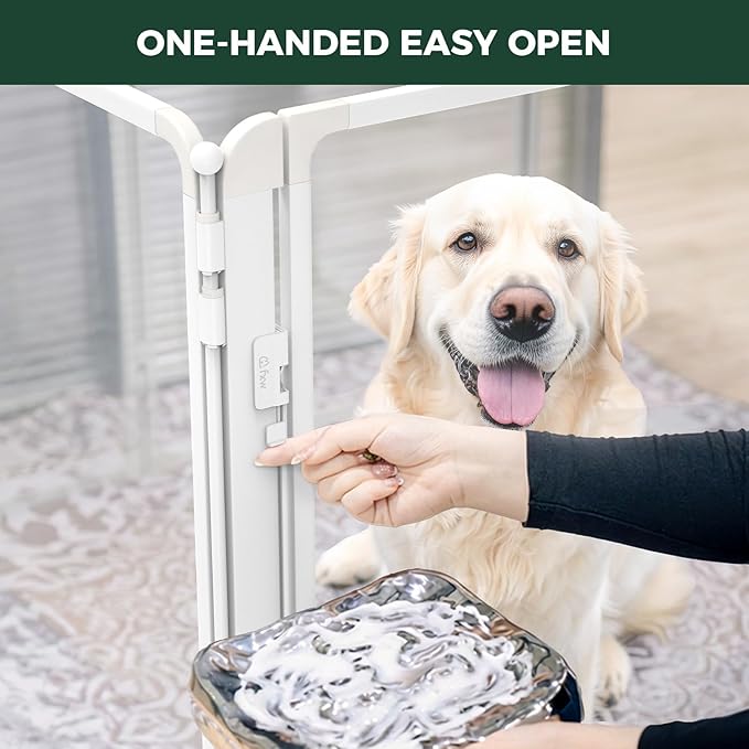 FXW AuraSpace Pro Metal & Acrylic Indoor Dog Playpen, All-Acrylic Clear Heavy-Duty Design, 40" Height 8 Panels for Medium and Large Dogs, White│Patented