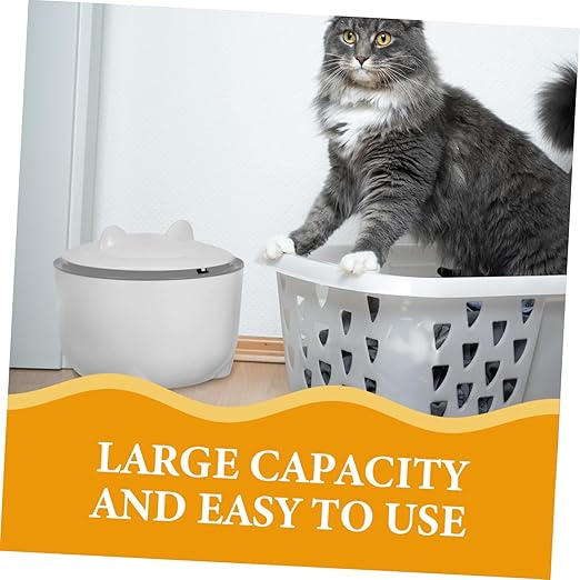 1Set Stylish Cat Litter Trash Bin with Lid One Button Operation Desktop Trash Can Cartoon Design Includes Trash Bags Functional Waste Bin for Easy