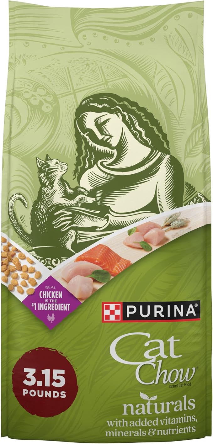 Purina Cat Chow Naturals With Added Vitamins, Minerals and Nutrients Dry Cat Food, Naturals Original - (Pack of 4) 3.15 lb. Bags
