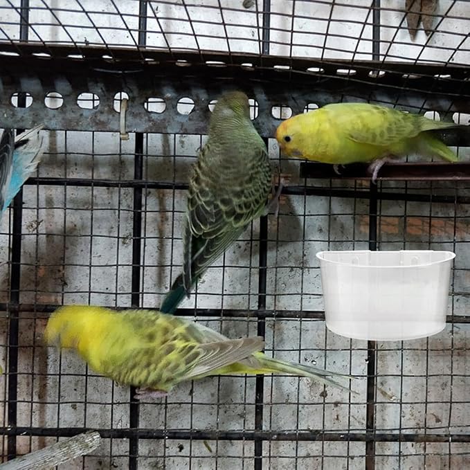 Luxshiny 8pcs Large and Blue Parrot Feeding Cups with Hanging Slot Plastic Bird Feeding and Watering Supplies for Cage Use Bird Cage Accessories for Parrots and Small