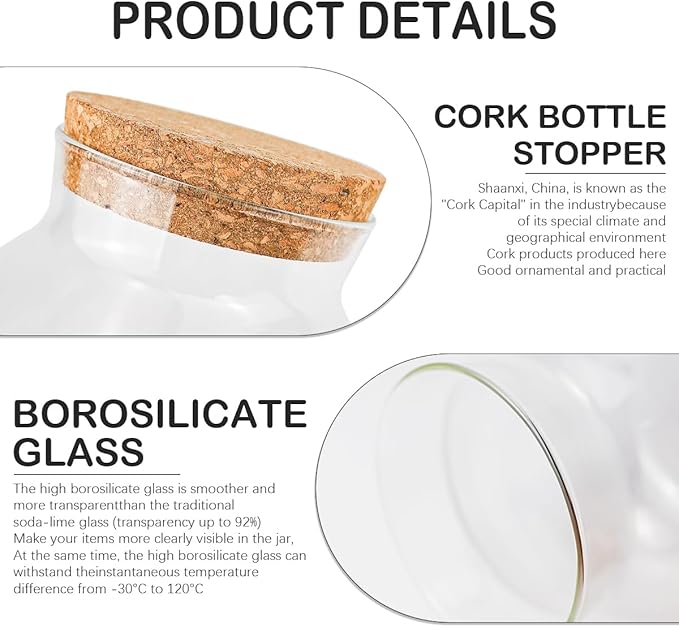 DOERDO Clear Glass Jar with Lid, Airtight Food Storage Containers for Canning, Cereal, Sugar, Beans, Spice, Coffee, Tea, 34oz/1000ml