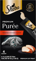 Sheba Premium Puree Cat Treats Lickable Roasted Chicken Flavor, Lickable Cat Treats, 0.49 oz. Tubes, 4 Count (Pack of 11), Total 44 Count