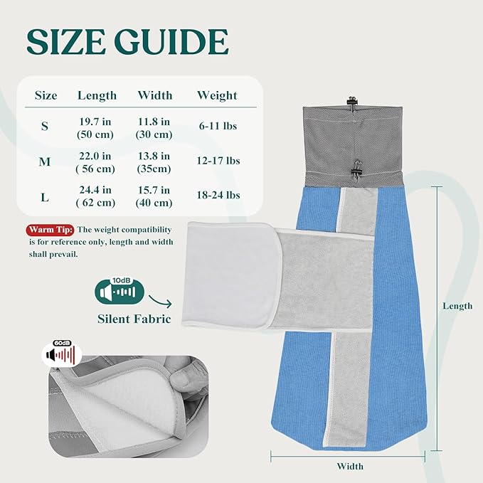 Supet Cat Grooming Wrap for Cutting Nails, Self-Adhesive Anti-Scratch Swaddle with Bite-Proof Mesh Hood & Thick Waist Strap Anti-Escape Bag for Nail Trimming, Medication, Ear Cleaning (Blue M)