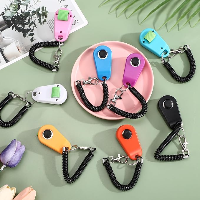 16 Pcs Dog Training Clickers with Wrist Bands Multicolor Pet Dog Cat Training Clickers & Behavior Aids Portable Pet Train Tools Supplies for Behavior Exercise