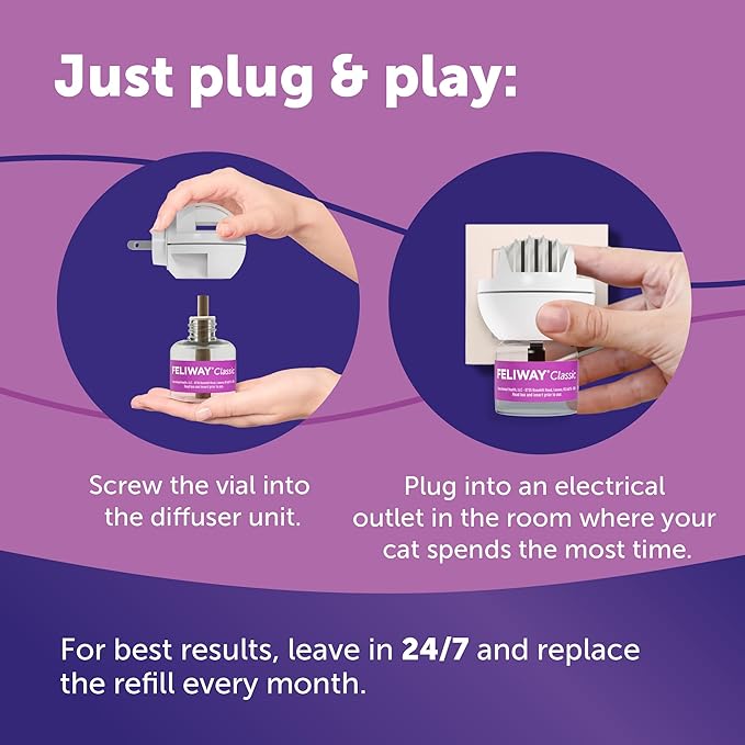 FELIWAY® Classic 30 Day Cat Calming Refill for Pheromone Diffuser, 48ml - Helps Reduce Common Signs of Stress in Cats & Kittens, Enhanced Calming