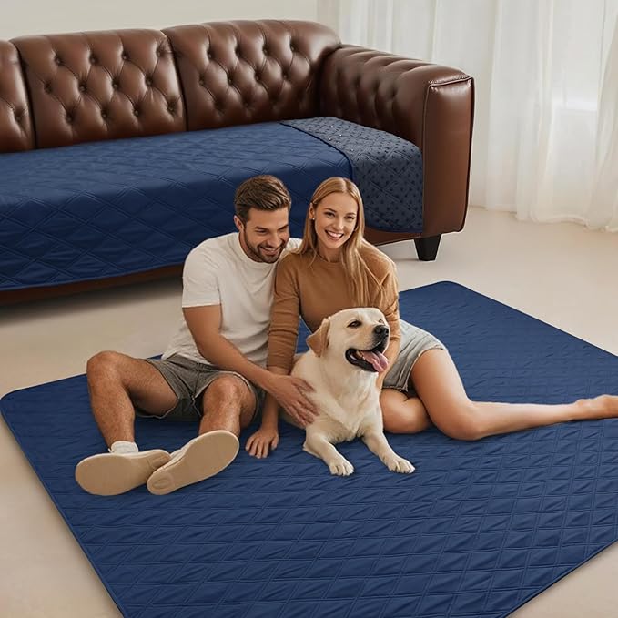 Luciphia 100% Waterproof Couch Cover Blanket for Dogs Anti-Slip Pet Couch Protector Sofa Mat Puppy Cat Blanket with Non-Slip Bottom, Navy Blue, 40x50 Inch