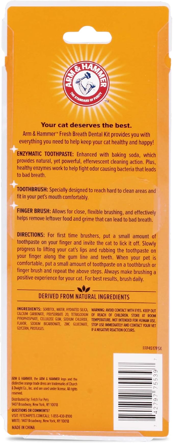 Arm & Hammer for Pets Dental Kit for Cats | Eliminates Bad Breath | 3 Piece Set Includes Cat Toothpaste, Cat Toothbrush & Cat Fingerbrush in Tasty Tuna Flavor,2.5 ounces