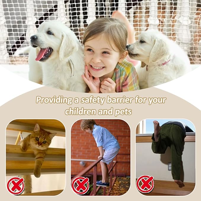 Safety Rope Net Kids Pet Stair Balcony Protection Net Baseball Softball Backstop Nets Outdoor Knotless Sports Netting(Size:5M×10M(16.4FT×32.8FT),Color:White)