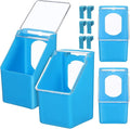 4Pcs Hanging Bird Feeder Boxes with Lid, Multi-Function Pigeon and Quail Food Dispenser, Blue Cage Feeder Bowls for Bird Feeding and Watering Supplies