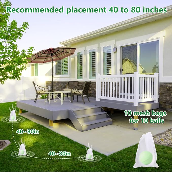 VITAFOR Cat Deterrent Outdoor, 10 Pack Natural Peppermint Oil Cat Deterrent Balls Outdoor Indoor Keep Cats Out of Yard Garden Lawn Prevent Scratch and Chew (Green)