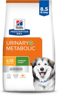 Hill's Prescription Diet c/d Multicare Urinary + Metabolic Weight Chicken Flavor Dry Dog Food, Veterinary Diet, 8.5 lb. Bag