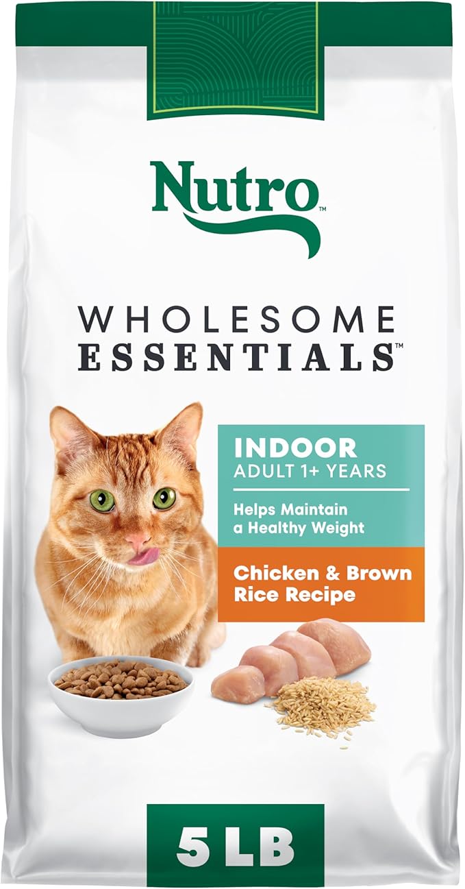 Nutro Wholesome Essentials Dry Cat Food, Indoor Cat Food Dry Chicken & Brown Rice Recipe, 5 lbs.