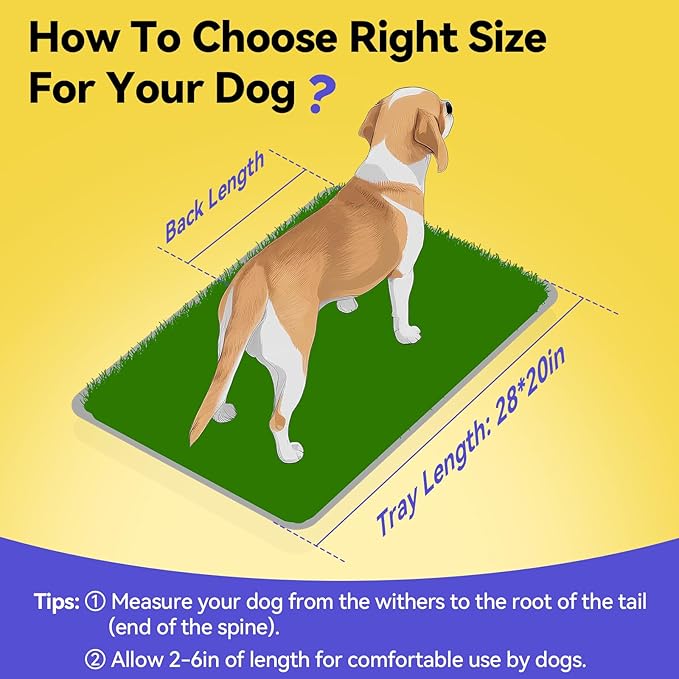 Pawaboo Stainless Steel Dog Grass Pad with Tray, 28'' x 20'' Dog Litter Box with 2pcs Reusable Artificial Grass Mats, Dogs Grasses Potty Tray with Washable Dogs Pee Pad for Balcony Indoor Outdoor Use