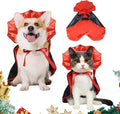 ROSAUI Halloween Pet Vampire Cape – Adjustable Red & Black Costume for Cats & Small Dogs 15.74″ Spooky Cloak with Stand-Up Collar Funny Halloween Pet Outfit (S Size)