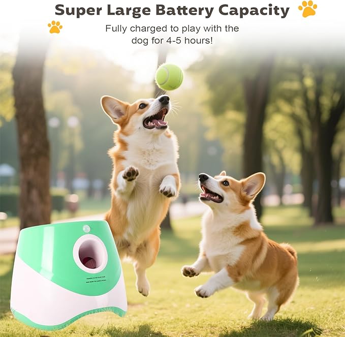 Dollate Automatic Ball Launcher for Small Dogs,Interactive Toys Dog Ball Thrower Machine with 10-30Ft 3 Launching Distance,Indoor & Outdoor with 15 Mini Tennis Balls (2 inch),Green