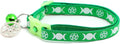 Wicca Cat Collar with Occult Charm & Bell | Witch’s Familiar Cat Collar | Witch Kitten Collar Charms | Glow in The Dark | Safety Breakaway Collar (Large(10lbs & Up), Solid Green)