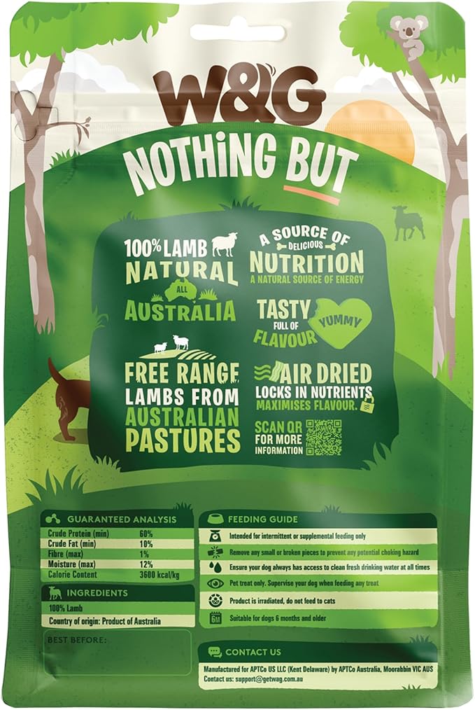 W&G Lamb Cubes, All Natural Dog Treats, Lamb Lung Air Dried Bites, Alternative to Freeze Dried Jerky, Healthy Chews for Small to Large Dogs, No Fillers, No Grain, 5oz