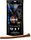 Kopo Dog Bully Sticks 12 inch - Regular Size, 7 Pack - Chew Sticks - 100% All Natural Beef Pizzle, One Ingredient Treats - More Protein Than Collagen Sticks - Long Lasting Dog Treats