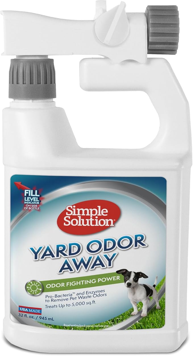 Simple Solution Yard Odor Eliminator Spray, Outdoor Pet Odor Remover, Lawn Deodorizer, Dog Urine Neutralizer, Enzyme Cleaner for Artificial Grass, Kennels, Patios, Decks, and Backyard Surfaces, 32oz