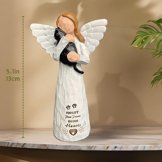 Cat Memorial Gifts - Angel Statue, Black, Polyresin, Pet Memorial Products, Sculpture