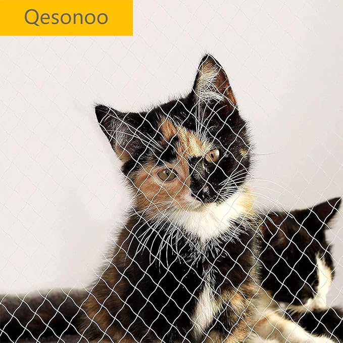 Cat Anti-Fall Fence Nets - Transparent Nylon Pet Mesh Fence for Balcony, Window, Stairs (10*33ft)