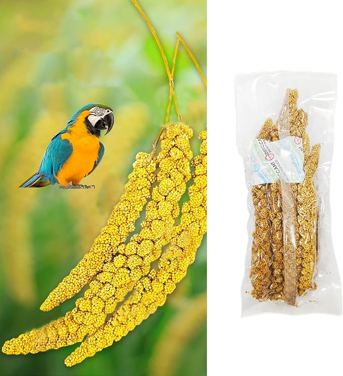 MANON ROSA Spray Millet for Birds - Premium Selenium-Enriched Treats and Chewing Toy, 3.5 Ounce for Parrots Parakeets Lovebirds Finches Budgies Canaries Cockatoos Cockatiels