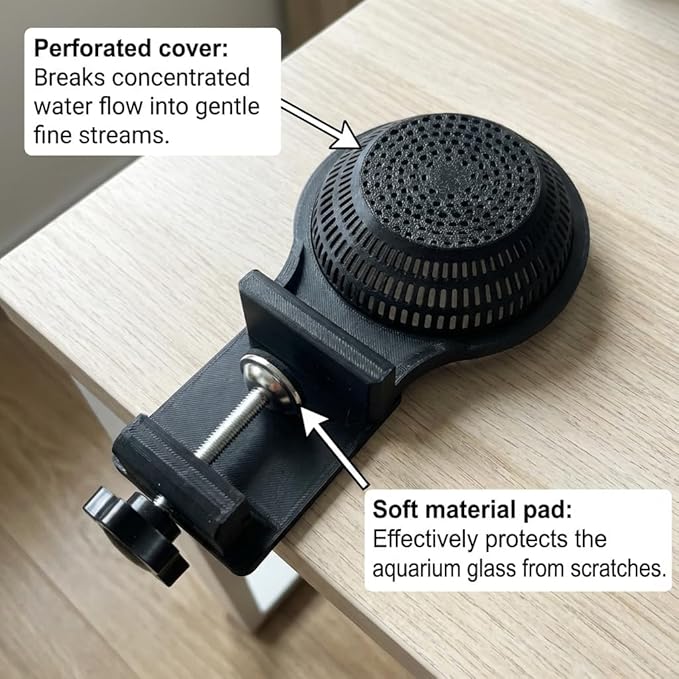 Aquarium Water Change Diffuser for Undisturbed Substrate, Plant Protection Water Refill Tool, Adjustable Mount for Rimless and Rimmed Tanks, Gentle Flow for Shrimp and Fry
