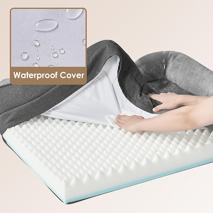 EHEYCIGA Orthopedic Dog Bed for Large Sized Dog, 41x27x7.5 Inch Large Memory Foam Dog Couch Bed with Sides, Waterproof Liner & Washable Removable Cover, Bolster Pet Sofa, Grey
