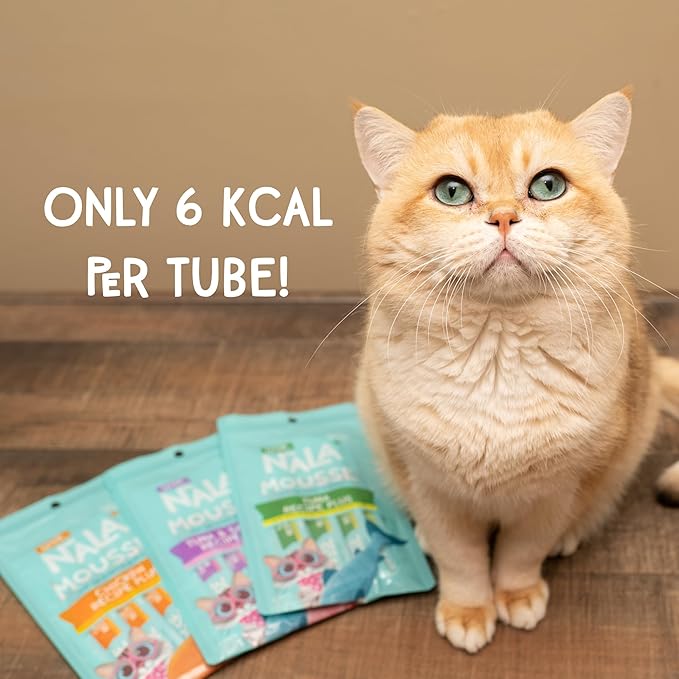 LOVE, NALA Tuna + Omega-3 Mousse Cat Treats – Brain & Heart Health Support – Lickable Squeeze-Up Puree, Topper or Treat – Grain-Free, 24 Pack – Human-Grade Protein, Non-GMO, No Artificial Additives