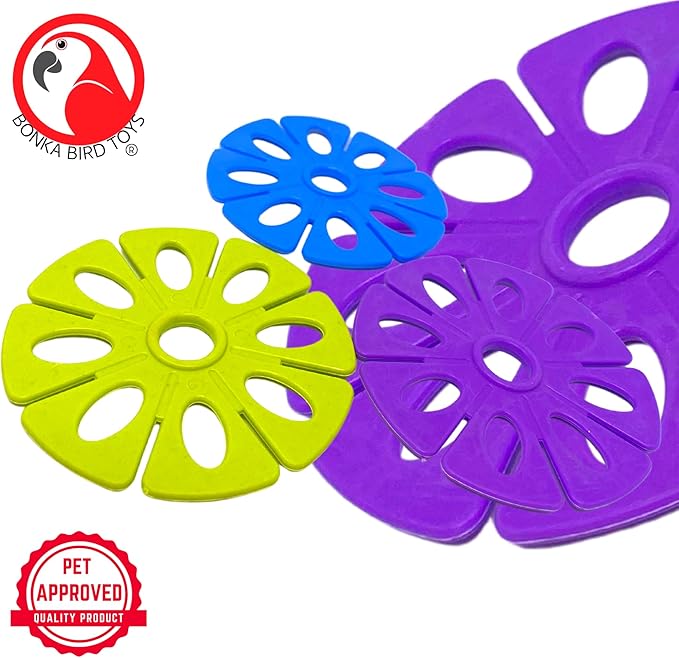 Bonka Bird Toys 2918 Large Pk3 Round Plastic Snowflakes Parrot Toy, Conure, Amazon, African Grey, and Similar