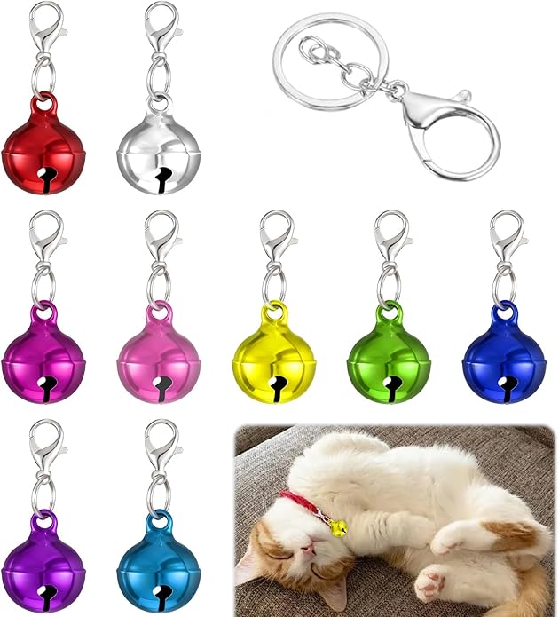 10 Pcs Cat Collar Bell Pet Bells for Cat Dog, Colourful Pet Small Bells with Clasps Pet Collar Accessories for Collars