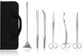 Aquascaping Tools 7 in 1 Kit Aquarium Plant Scissors Tools Set Curved & Waved Scissor Tweezers Spatula Stainless Steel Anti Rust Tools for Fish Tank Cleaning Plant Trimming