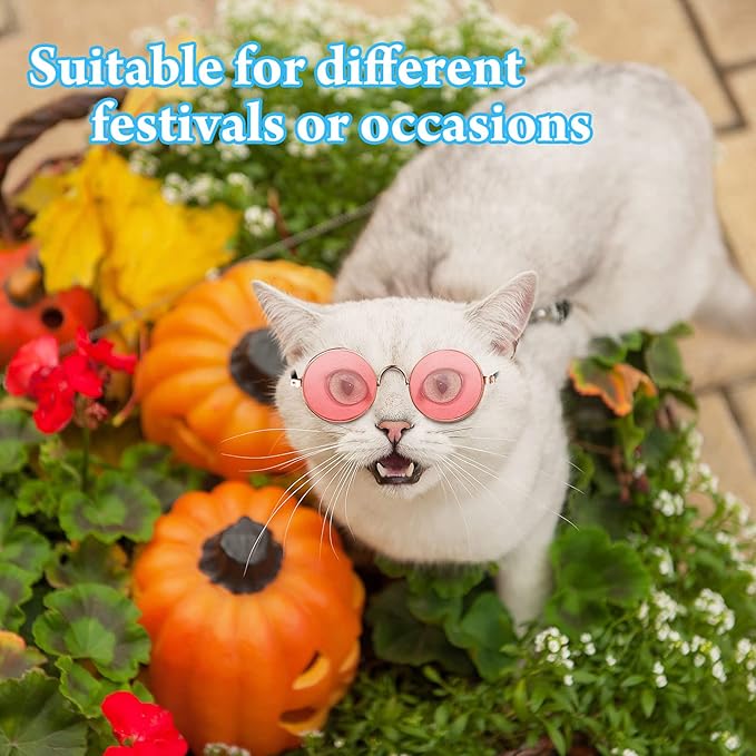 Weewooday 15 Pieces Dog Sunglasses Cat Sunglasses Retro Small Pet Round Metal Glasses Puppy Funny Cosplay Glasses Doll Photo Props Eyewear Costume for Small Medium Dogs