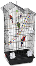 HCY 39 Inches Bird Cage Roof Top Large Flight Parrot Bird Cage with Toys for Medium Small Birds,Lovebirds,Finch,Cockatiel Parakeets,Parrot, Iron Bird Cage