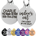 GoTags Personalized Small Indoor Cat Tag - Engraved with 4 Lines of Custom ID - Stainless Steel Round Pet ID Tag