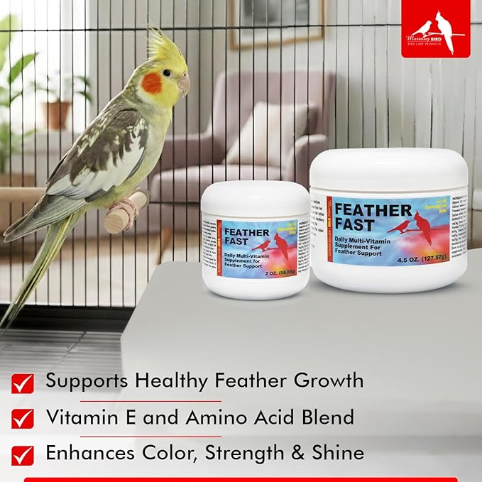 Morning Bird Feather Fast 4.5 Oz – Daily Multi-Vitamin for Growth & Molting Support – Promotes Healthy Feather Strength & Full Plumage – Supplement for All Adult Birds
