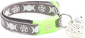 Wicca Cat Collar with Occult Charm & Bell | Witch’s Familiar Cat Collar | Witch Kitten Collar Charms | Glow in The Dark | Safety Breakaway Collar (Small(10lbs & Less), Silver)