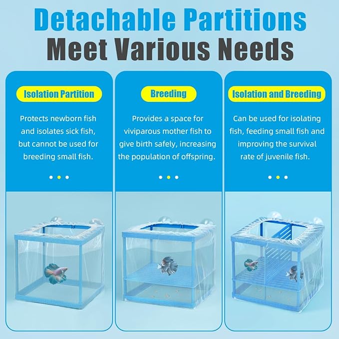 AQUANEAT Fish Tank Breeder Small Mesh Net Fry Saver Aquarium Spawn Hatchery Isolation with Suction Cups Hatchery Incubator for Shrimp Betta