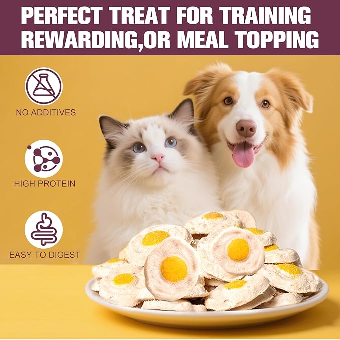 Freeze-Dried Chicken & Egg Cat and Dog Snacks - No Additives, Naturally Gentle, Suitable for Training Kittens and Puppies, Supports Coat and Digestive Health, 3.53oz/1PC