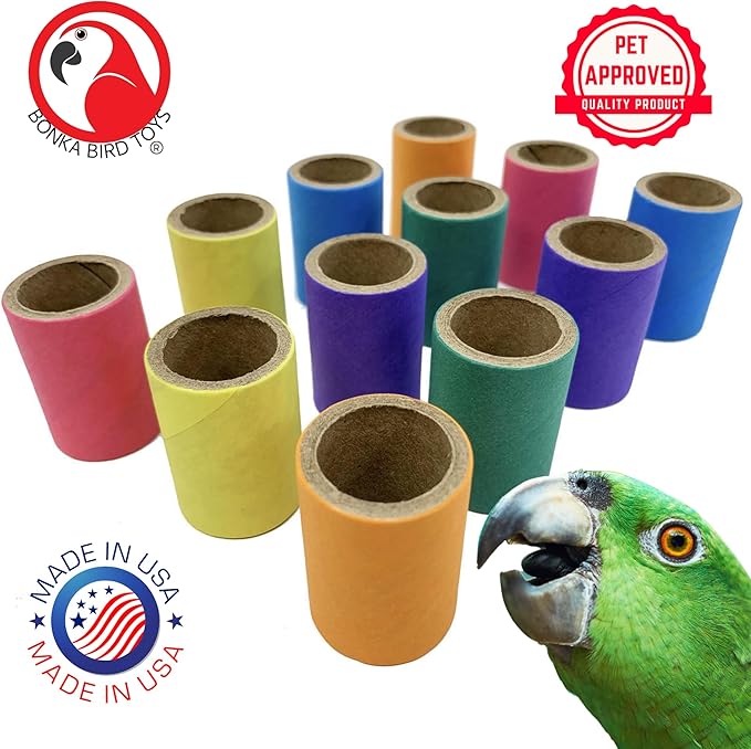 Bonka Bird Toys 2108 Pk12 1-Inch Tube Bagels Foot Talon Craft Part Parrot Cage Toy, Parakeet, Conure, Parrotlet, and Similar Breed Sizes