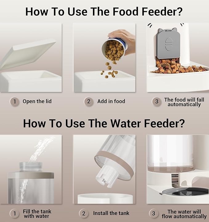 Gravity Cat Feeder, 2-in-1 Gravity Cat Food and Water Dispenser, Small Food Water Dispenser Set with Funny Cat Stick for Small Pets Cats Dogs Puppy Kitten, Easy to Clean