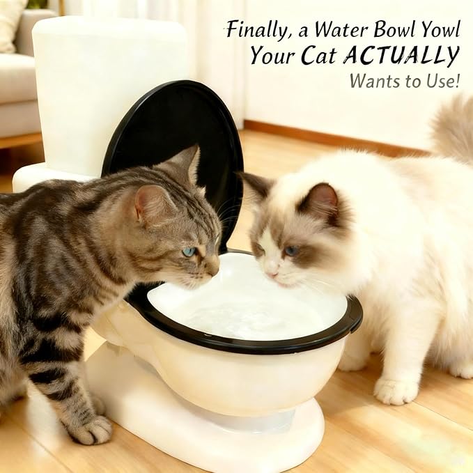 Cat Water Dispenser,Funny Toilet Shaped Pet Gravity Bowl, Automatic Flow No Electricity Needed with Healthy Pets Water Station for Cats and Small/Medium Dog