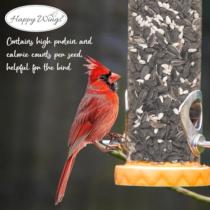 Happy Wings Cardinal Blend Bird Food, Mix of Sunflower and Safflower Seed, 10 Pounds - 5 Pounds Combo Pack of 2 | No Grow Seed | Bird Food for Wild Birds