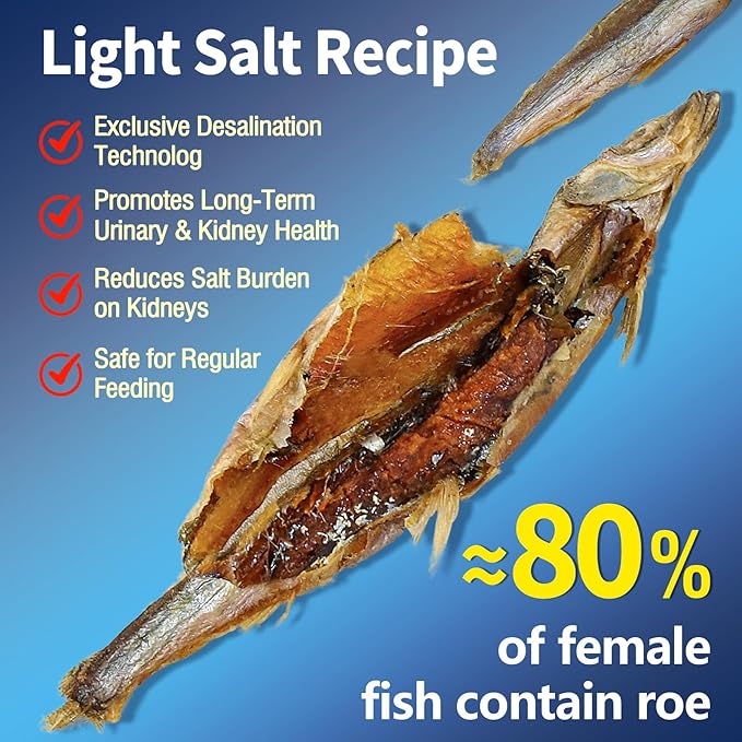 Whole Capelin Cat Treats Freeze Dried - Crunchy Dental Sticks, Single Ingredient Snacks, Rich in Natural Oils for a Glossy Coat & Healthy Skin - No Grains, No Fillers 3.5oz