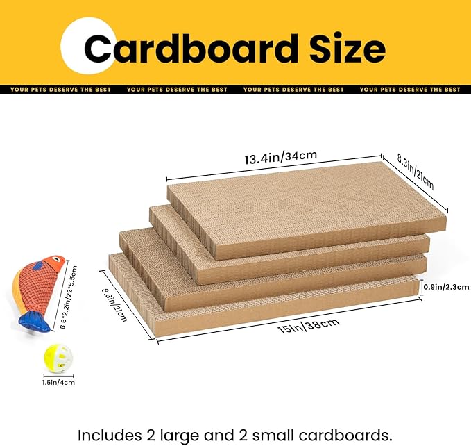 Cat Scratcher Box with 4 Scratching Pads&2 Separate Cardboard Boxes,2-in-1 Cardboard Cat Scratch for Multiple Kitten Interactive Play,Gradient(Ball & Fish Catnip Toy Included)