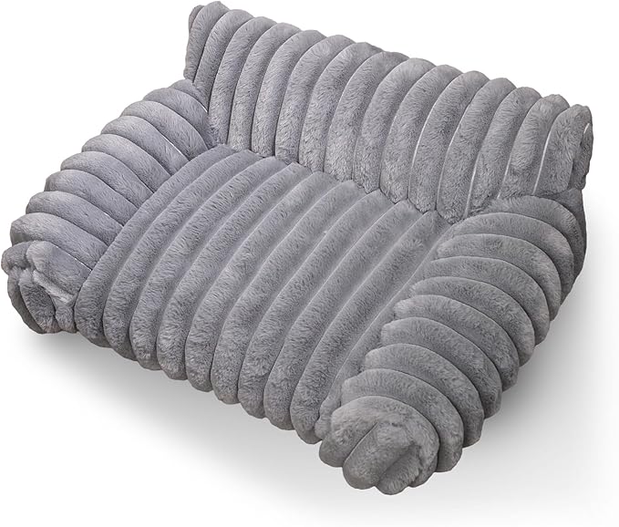 Indoor Pet Sofa Bed | Cat Sofa Bed, Soft Square Pet Bed, Indoor Non-Slip Cat Bed, Comfortable Plush, Suitable for Small to Medium Cats and Dogs(Khaki, M(23.62 * 17.71 * 9.84in))