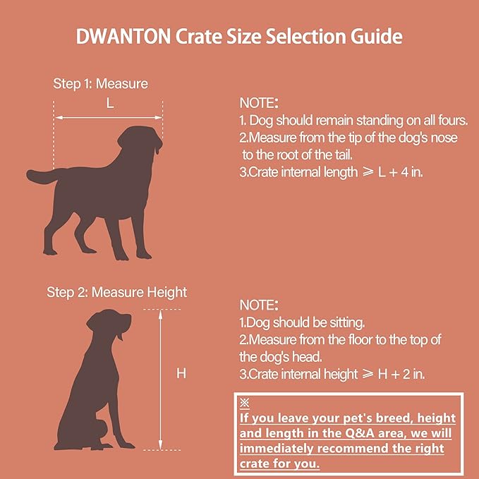 DWANTON Dog Crate Furniture with Cushion, Wooden Kennel Table with Double Doors, Indoor Dog House, Extra Large Size, 43.3" L, Dark Gray