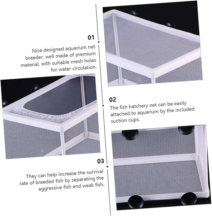 BESPORTBLE 3pcs Large Fish Tank Isolation Box Net for Fish Breeding Incubator Hatchery