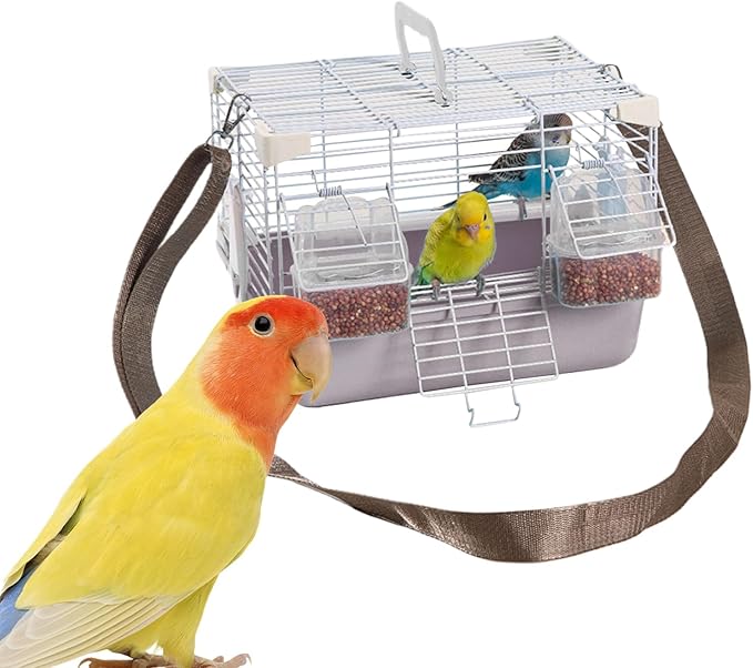 Small Bird Carrier - Heavy Duty Travel Cage with Comfortable Grip, Compact Ventilation Structure, Sturdy Locking Door System, Breathable Design | Portable Pet Enclosure for Peony Parrots, Pearl