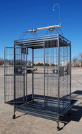 Extra Large Double Ladders Open Play Top Wrought Iron Bird Parrot Parakeet Finch Macaw Cockatoo Cage, Include Seed Guard and Toy Hook On Wheels
